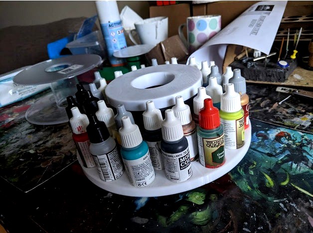 Old Spool Reuse Recycled into Vallejo Paint Bottle Rack by MBRC3DPRINTS