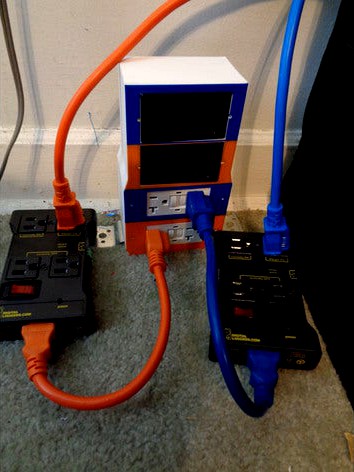 Dual circuit 4 gang box cover with meters by gallaghersart