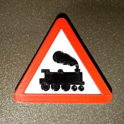Train Warning Sign (UK Level Crossing) by MrBunsy