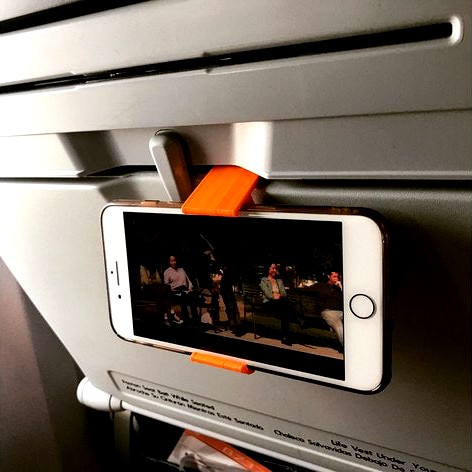 Airplane tray table iPhone 7/8 plus phone holder by developersteve