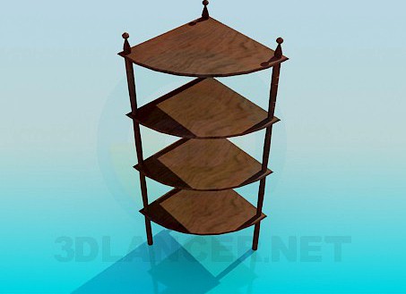 3D Model Wooden corner shelves