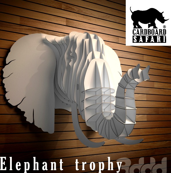 Cardboard safari - elephant trophy