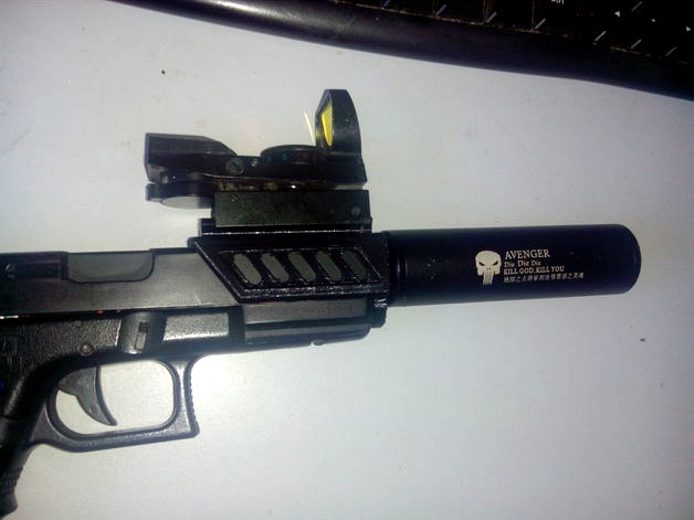 AIRSOFT CM030 SILENCER 14 CCW + MID RAIL by retakozono