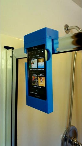 Shower Stall Phone Holder/Speaker Amplifier by pilotdude