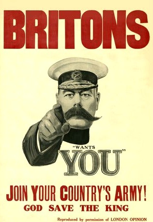 1914 British WWI Kitchener Recruiting Poster Litho Sign by chryslerjunkandstuff