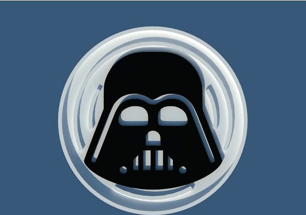 Coasters Star Wars Darth Vader, has 100 mm in diameter. Dual print by Togusha