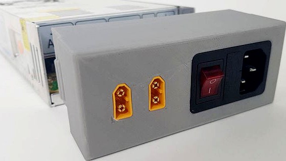 MW NES PSU cover with switch and XT60 connector (Mean Well Power Supply Switch) by 3DPW
