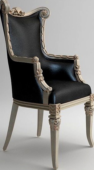 Classical ornate leather armchair3d model