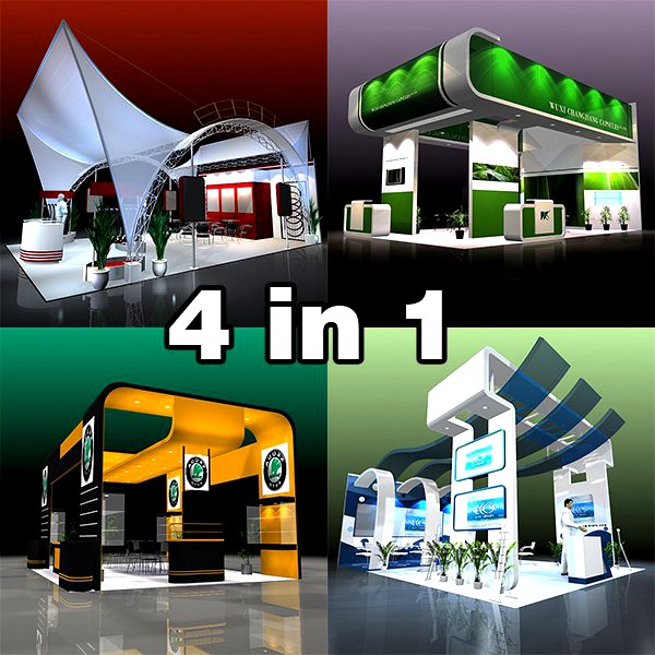 4 Exhibit Booth Design for Trade Show3d model