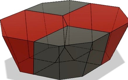 Scutoid, four cell with planar faces by JohnPep