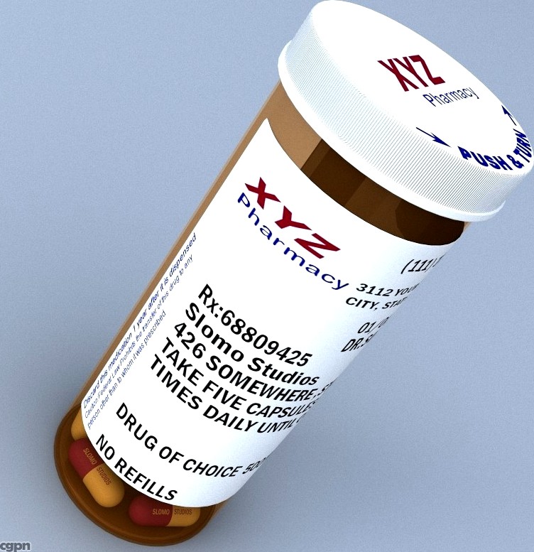 Prescription Bottle and Pills3d model