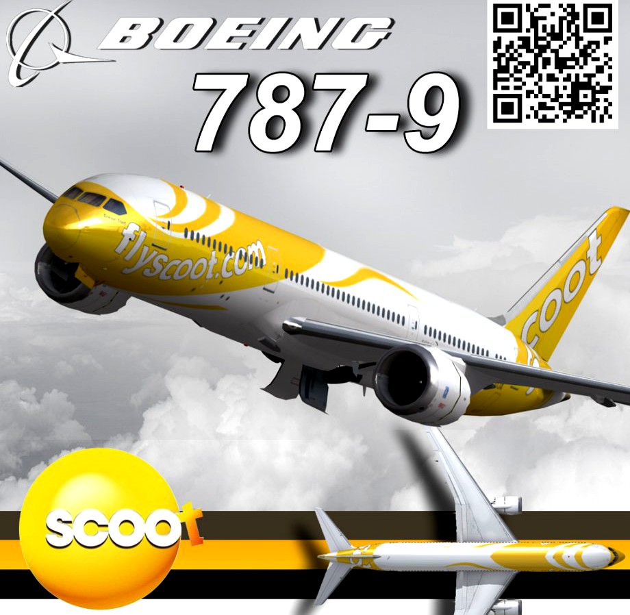 Boeing 787-9 FlyScoot livery3d model