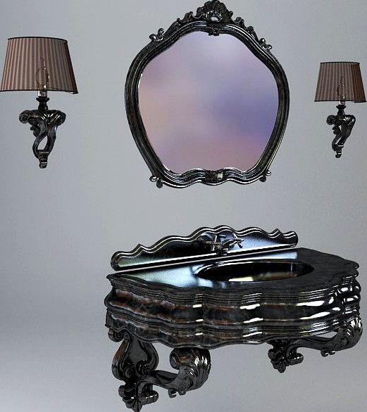Washbasin mirror and sconces3d model