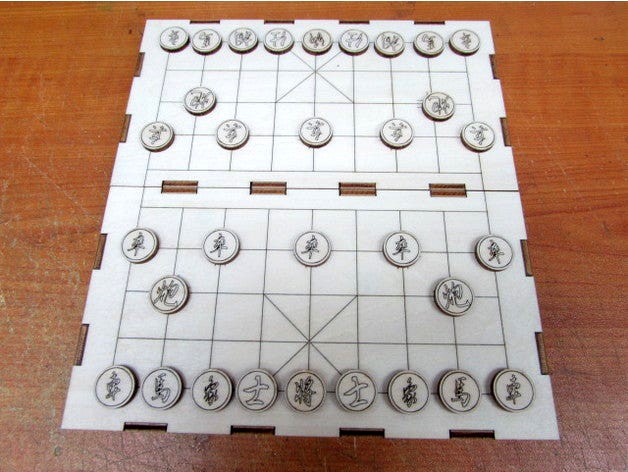 Laser Cut Travel Size Chinese Chess by KenIp