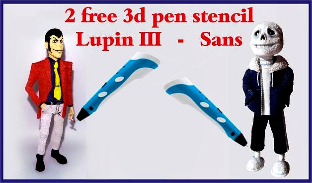 3d pen stencil Lupin III & Sans from Undertale by 3dpenworks