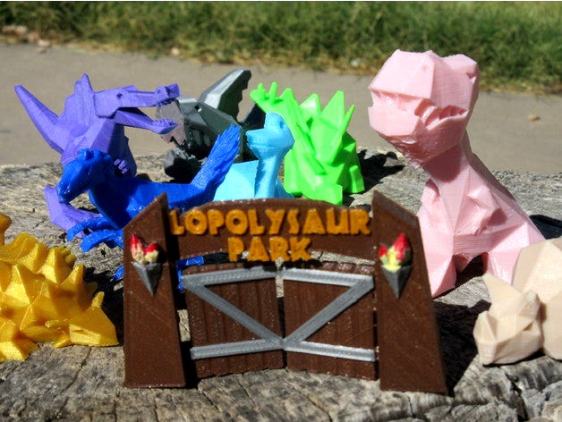 Lowpolysaurus Park Gates by cymon