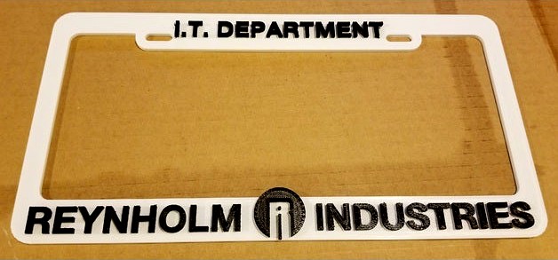 I.T. DEPARTMENT - REYNHOLM INDUSTRIES, License Plate Frame by beckerthorne