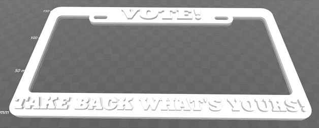 Vote! Take Back What's Yours! License Plate Frame by beckerthorne
