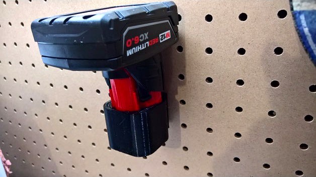 milwaukee m12 battery pegboard hanger by death4u