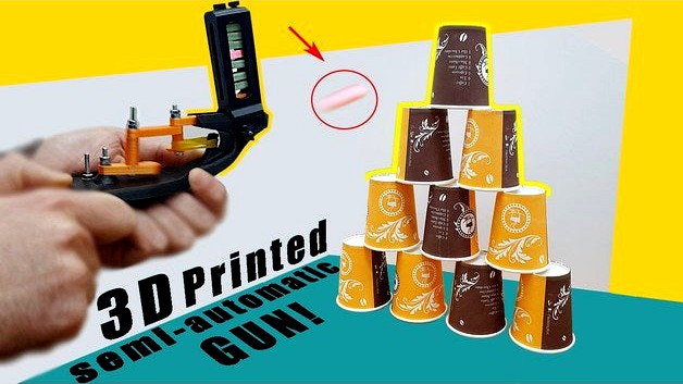 3D Printed semi-automatic GUN! by Retsetman