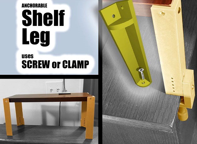 Anchorable Shelf Leg for scrap wood shelf by Robert_White