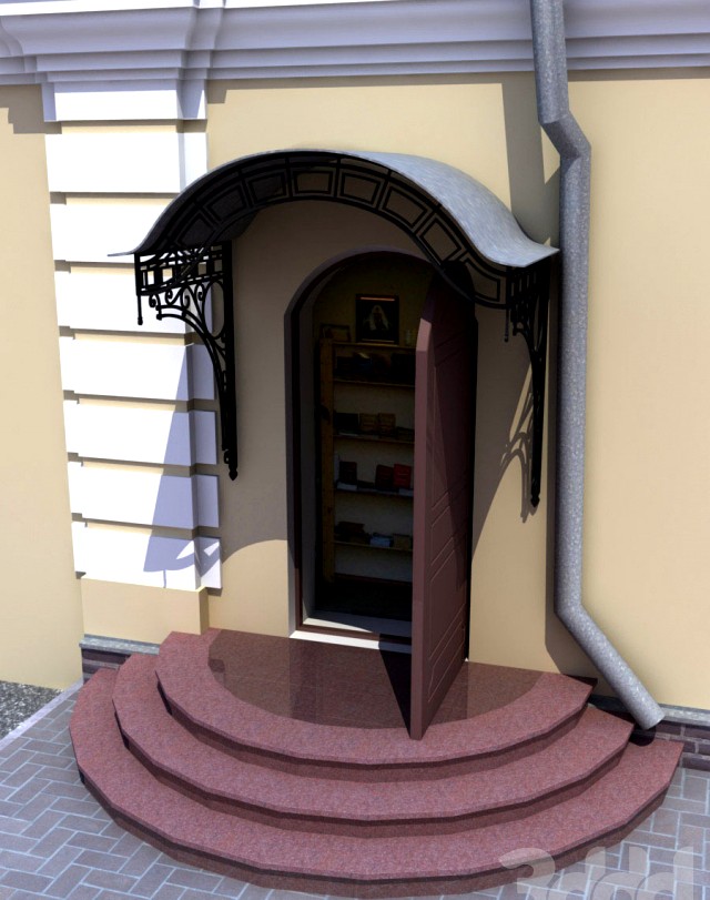 Крыльцо с кованым навесом