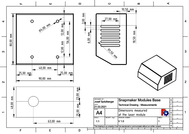 Snapmaker Dimensions Technical Drawings by spitzlbergerj