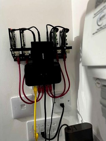 Clusterf*ck, my sketchy RPi4 Cluster by mickwheelz