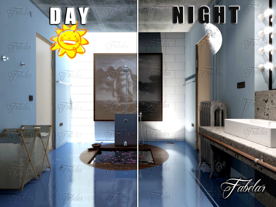 Bathroom 62 Day&Night;3d model