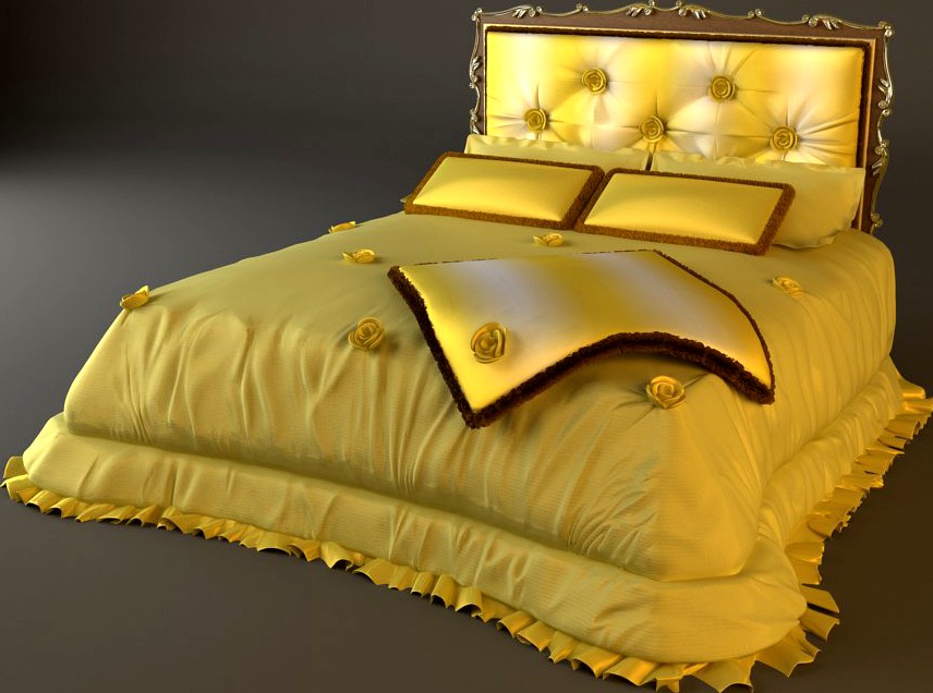 Padded Headboard Bed 33d model