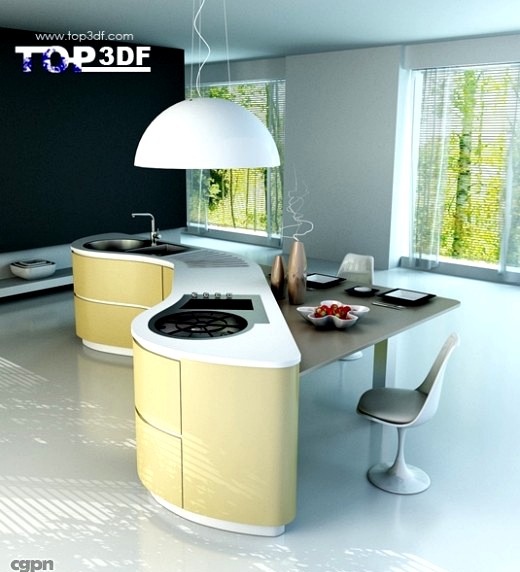 Modern kitchen scene3d model