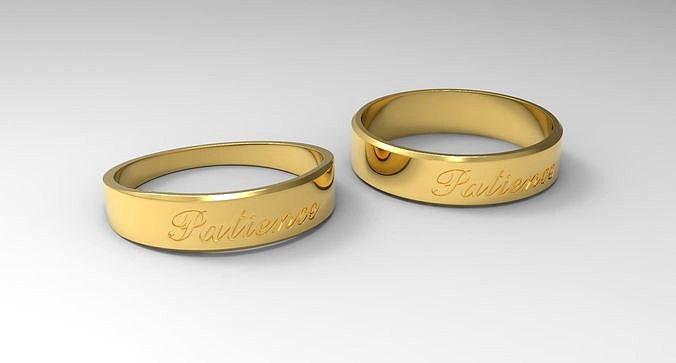 Patience Couple Ring Gold 24k Polished | 3D