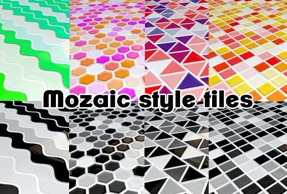 Mosaic style tiles Kitchen flooring (8 pack) C4D