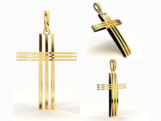 JESUS CROSS GOLD PENDANT | 3D