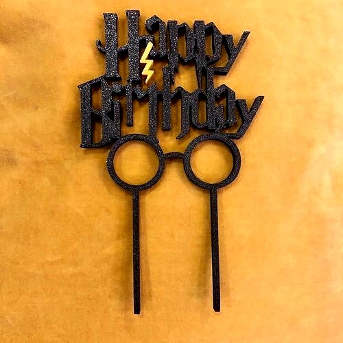 Birthday Cake Topper with Harry Potter Fonts | 3D