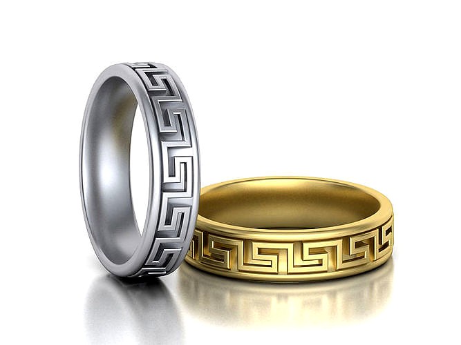 Meander Wedding ring 3dmodel 5mm wide band | 3D
