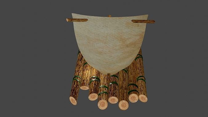 Raft with sail | 3D