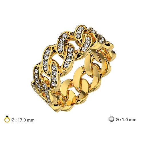 N166 17MM Cuban ring T02 | 3D