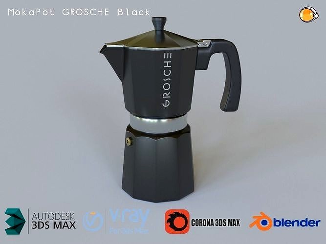 Moka Pot GROSCHE Milano Stovetop Espresso Maker Black