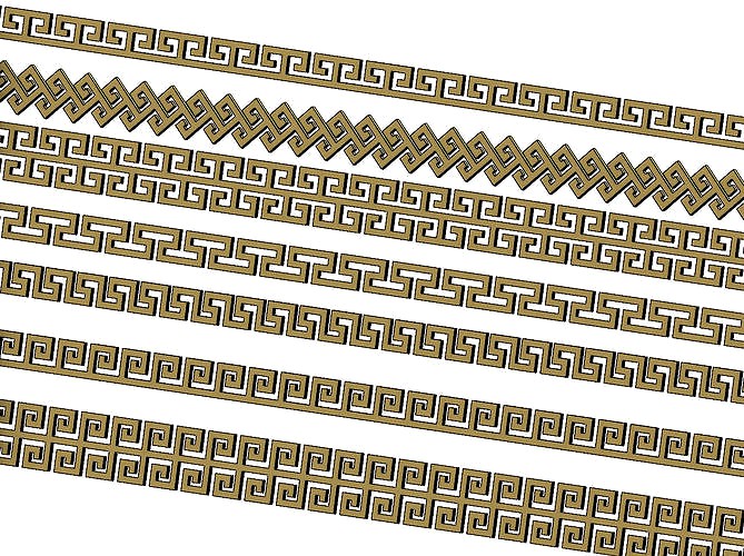 Meandre  Greek key pattern strips | 3D