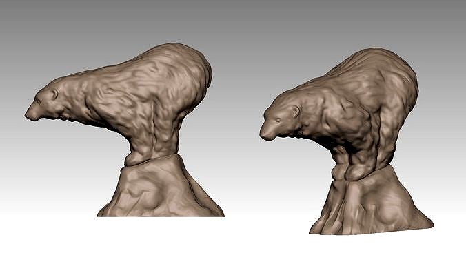 Polar Bear2 on an ice floe 3D print model | 3D