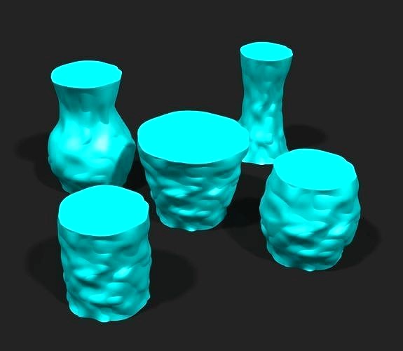 Cups and vases - bumpy surface 2 | 3D