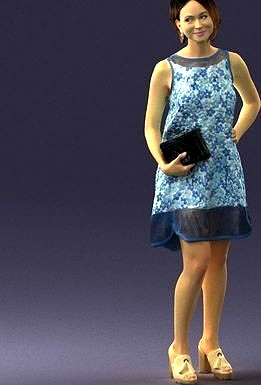 Girl in a blue sundress with a clutch 0280 3D Print Ready | 3D