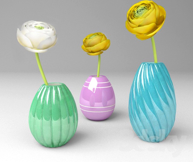 Set of vases with flowers