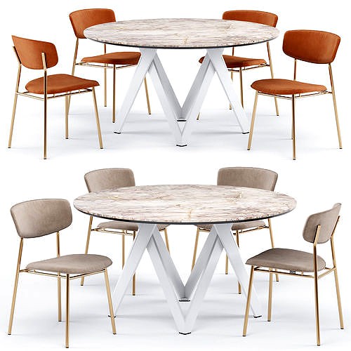 Cartesio dining table with Fifties dining chair - Calligaris