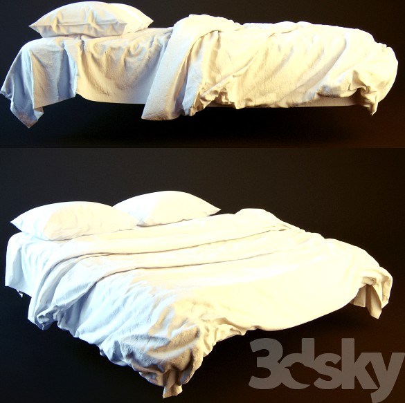 Plain white bed high poly