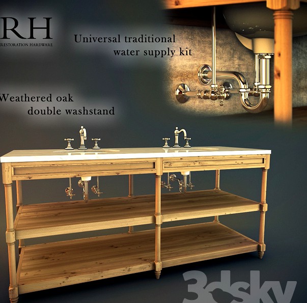 Weathered Oak Double A Washstand