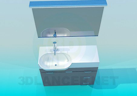 3D Model Washbasin with pedestal