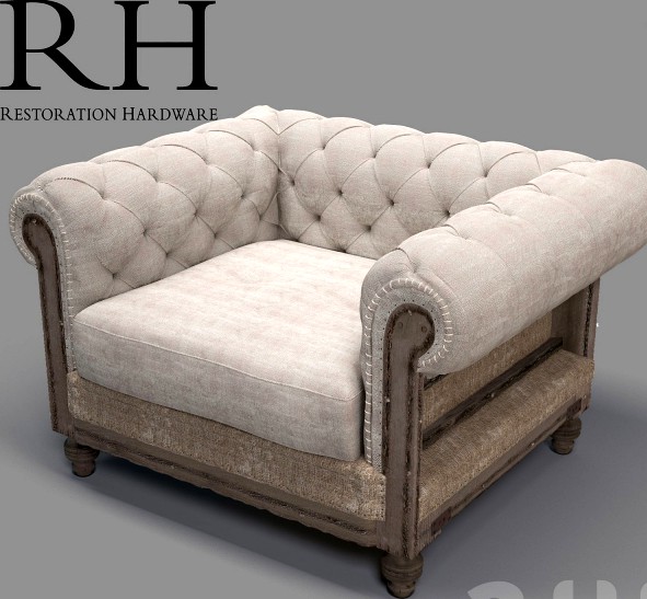 RH-Deconstructed Chesterfield Upholstered Chair