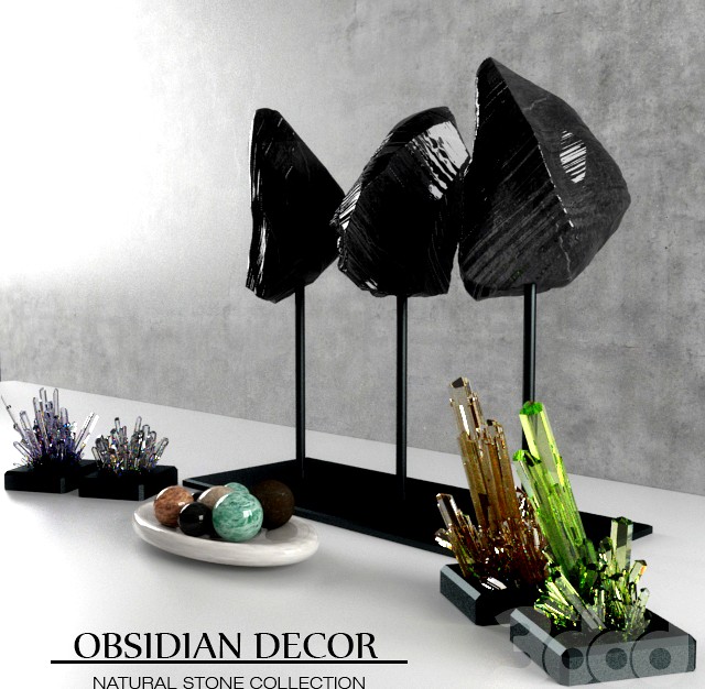 Obsidian Decorative Natural Marble and Crystal Tableware Set